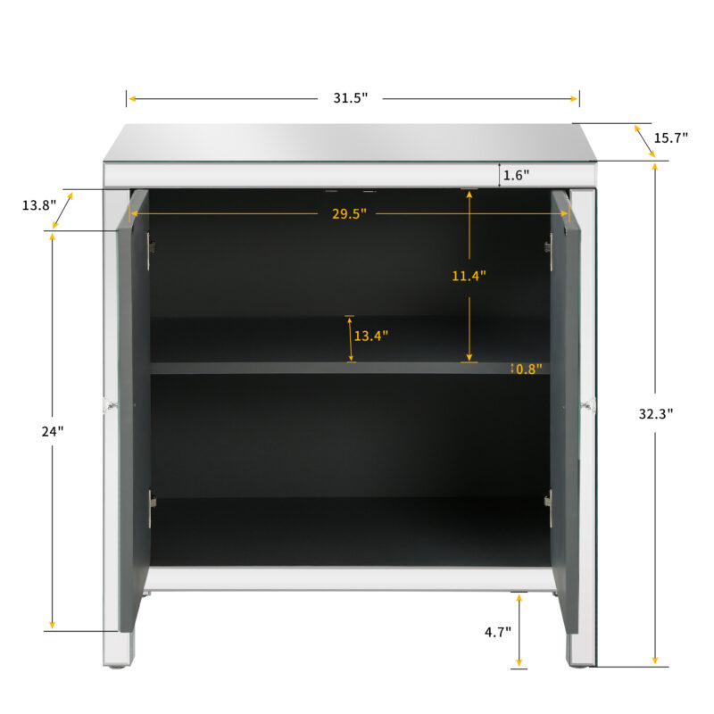 Storage Cabinet with Mirror Trim and M Shape Design Spliced Combination For Living Room, Dining Room, Entryway, Kitchen - Image 8