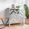 Storage Cabinet with Mirror Trim and M Shape Design Spliced Combination For Living Room, Dining Room, Entryway, Kitchen - Image 2