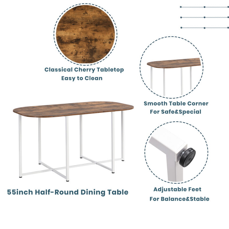 TOPMAX Modern 7-Piece Dining Table Set with Faux Marble Compact 55Inch Kitchen Table Set for 6 - Image 10