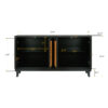 Handcrafted Premium Grain Panels,Rattan Sideboard Buffer Cabinet,Accent Storage Cabinet With 4 Rattan Doors, Modern Storage Cupboard Console Table with Adjustable Shelves for Living Room - Image 10