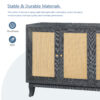 Handcrafted Premium Grain Panels,Rattan Sideboard Buffer Cabinet,Accent Storage Cabinet With 4 Rattan Doors, Modern Storage Cupboard Console Table with Adjustable Shelves for Living Room - Image 8