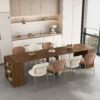 Extendable Foldable Dining Room Table for 1-10 People, Wood Multifunctional Rectangle Expandable Console Kitchen Living Meeting Room Furniture