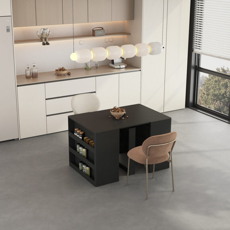 Extendable Foldable Dining Room Table for 1-10 People, Wood Multifunctional Rectangle Expandable Console Kitchen Living Meeting Room Furniture - Image 11