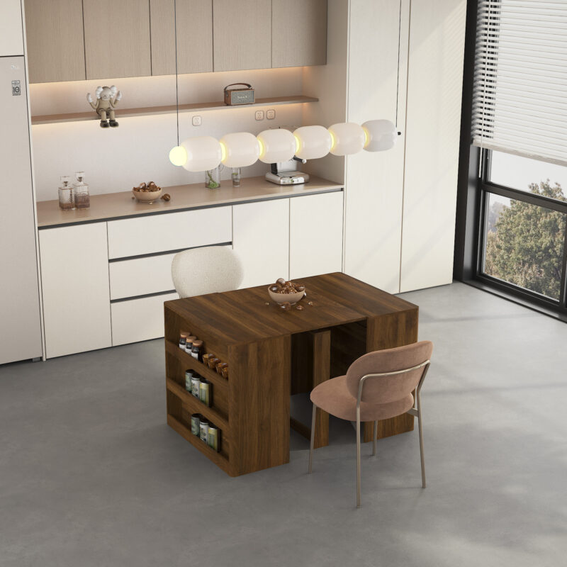 Extendable Foldable Dining Room Table for 1-10 People, Wood Multifunctional Rectangle Expandable Console Kitchen Living Meeting Room Furniture - Image 5
