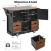 K&K 54" Farmhouse Kitchen Island with Drop Leaf, Power Outlet, Kitchen Storage Cart with 2 Doors, 2 Drawers, Rolling Kitchen Island on 4 Large Wheels with Spice Rack for Kitchen, Dining Room - Image 6