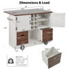 K&K 54" Farmhouse Kitchen Island with Drop Leaf, Power Outlet, Kitchen Storage Cart with 2 Doors, 2 Drawers, Rolling Kitchen Island on 4 Large Wheels with Spice Rack for Kitchen, Dining Room - Image 15