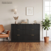 Modern 6-Drawer Dresser, Chest of Drawers for Bedroom, Living Room, Hallway, and Entryway - Large Storage Cabinet, Black,Drawer panel with wavy patterns - Image 3