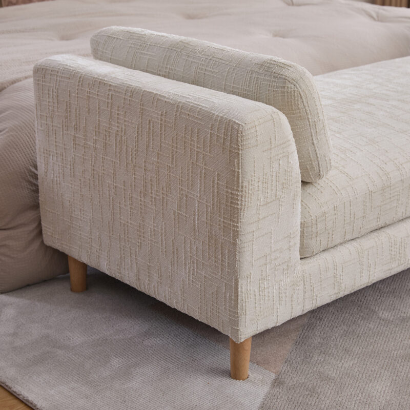 83.1"Wide Modern Upholstered End of Bed Bench with Armrests, Chenille Chaise Lounge Couch with 2 Bolster Pillows, Daybed with Rubberwood Legs For Living Room,Bedroom,Apartment,Guestroom - Image 8
