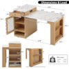K&K 59.5" Kitchen Island with Extendable Dining Table, Kitchen Storage Table with Double-sided Storage, Kitchen Island with 2 Drawers, Power Outlet, Side Open Shelves, for Kitchen, Dining Room - Image 16