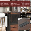 K&K 54" Farmhouse Kitchen Island with Drop Leaf, Power Outlet, Kitchen Storage Cart with 2 Doors, 2 Drawers, Rolling Kitchen Island on 4 Large Wheels with Spice Rack for Kitchen, Dining Room - Image 8
