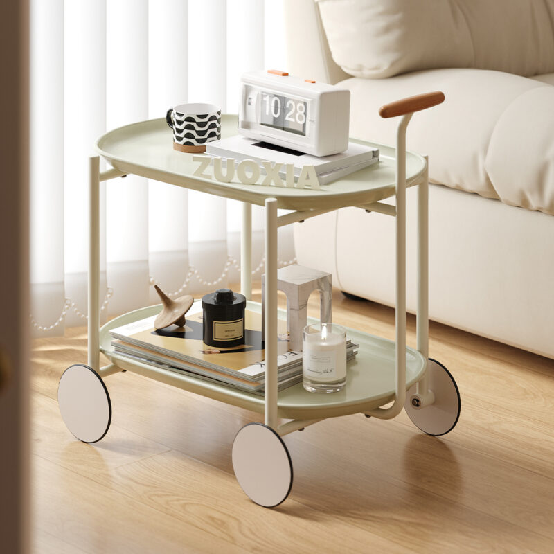 Moon storage cart Nordic Internet celebrity mobile trolley kitchen simple double storage shelf living room sofa storage shelf - Image 2