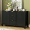 U_STYLE Sideboard with Wave Design - 3 Adjustable Shelves, 3 Drawers & Soft-Close Doors, Storage Console Table with Metal Handles, Suitable for Study, Hallway and Living Room - Image 16