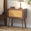 Rotating Hidden Compartment Nightstands, Mid Century Modern Concealment Furniture, Rattan Bed Side Table, Compartment End Table with Wood Legs, Bedside Tables for Bedroom, Living Room, Dorm - Image 15