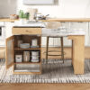 K&K 59.5" Kitchen Island with Extendable Dining Table, Kitchen Storage Table with Double-sided Storage, Kitchen Island with 2 Drawers, Power Outlet, Side Open Shelves, for Kitchen, Dining Room - Image 18