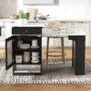 K&K 59.5" Kitchen Island with Extendable Dining Table, Kitchen Storage Table with Double-sided Storage, Kitchen Island with 2 Drawers, Power Outlet, Side Open Shelves, for Kitchen, Dining Room - Image 5