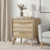 Walnut-colored double drawer bedside table, medieval-style modern bedroom bedside storage cabinet, bedside table with metal handles - Image 7