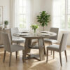43.3in-59in Extendable Round Dining Table for 4-8,Modern Kitchen Oval Dining Table with Removable Leaves Space Saving,Wood Base with Storage Shelf for Kitchen Living Room - Image 11