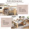 K&K 59.5" Kitchen Island with Extendable Dining Table, Kitchen Storage Table with Double-sided Storage, Kitchen Island with 2 Drawers, Power Outlet, Side Open Shelves, for Kitchen, Dining Room - Image 14