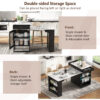 K&K 59.5" Kitchen Island with Extendable Dining Table, Kitchen Storage Table with Double-sided Storage, Kitchen Island with 2 Drawers, Power Outlet, Side Open Shelves, for Kitchen, Dining Room - Image 8