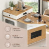 K&K 59.5" Kitchen Island with Extendable Dining Table, Kitchen Storage Table with Double-sided Storage, Kitchen Island with 2 Drawers, Power Outlet, Side Open Shelves, for Kitchen, Dining Room - Image 23