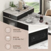 K&K 59.5" Kitchen Island with Extendable Dining Table, Kitchen Storage Table with Double-sided Storage, Kitchen Island with 2 Drawers, Power Outlet, Side Open Shelves, for Kitchen, Dining Room - Image 9