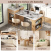 K&K 59.5" Kitchen Island with Extendable Dining Table, Kitchen Storage Table with Double-sided Storage, Kitchen Island with 2 Drawers, Power Outlet, Side Open Shelves, for Kitchen, Dining Room - Image 11