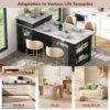 K&K 59.5" Kitchen Island with Extendable Dining Table, Kitchen Storage Table with Double-sided Storage, Kitchen Island with 2 Drawers, Power Outlet, Side Open Shelves, for Kitchen, Dining Room - Image 3