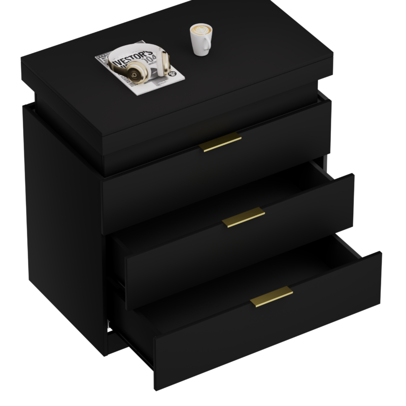 Nightstand with Charging Station and LED Lights,Night Stand with Sliding Top for Bedroom,Bedside Table with Drawers,Modern End Side Table - Image 8