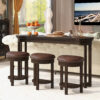 4 Piece Bar Table Set with3 PU Upholstered Bar Stools, Breakfast Table with 3 Padded Stools Solid Wood Counter Height Dining Table Set for Living Room, Dining Room - Image 17