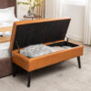 Storage Bench with Storage Bench for Bedroom End of Bed Bench Foot of Bed Bench Entryway Bench Storage Ottoman Bench 43.3" W x 17.7" Brown Leather Bench - Image 4