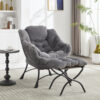 Lazy Chair with Ottoman, Modern Lounge Accent Chair with Armrests and a Side Pocket, Leisure Upholstered Sofa Chair Reading Chair with Footrest for Small Space, Corner Chair - Image 2