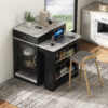K&K 59.5" Kitchen Island with Extendable Dining Table, Kitchen Storage Table with Double-sided Storage, Kitchen Island with 2 Drawers, Power Outlet, Side Open Shelves, for Kitchen, Dining Room - Image 6