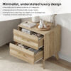 Walnut-colored double drawer bedside table, medieval-style modern bedroom bedside storage cabinet, bedside table with metal handles - Image 10