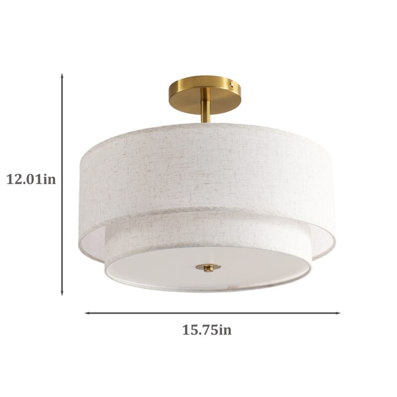 15" Modern Ceiling Light, Fabric Upholstered, Flush-Mount Fixture for Living Room, Bedroom or Dining Room, Stylish Energy-Saving Design, Easy Installation (Bulb Not Included) - Image 2