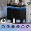 Nightstand with Charging Station and LED Lights,Night Stand with Sliding Top for Bedroom,Bedside Table with Drawers,Modern End Side Table - Image 4