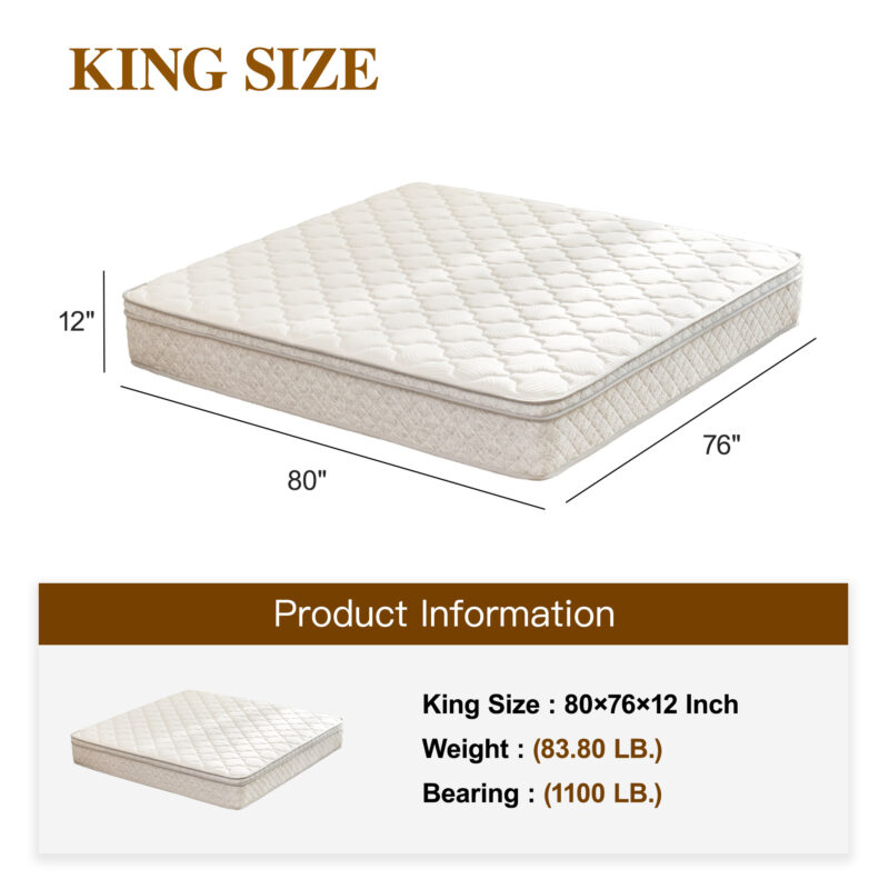 King Size Mattress,12 Inch Hybrid King Mattress in a Box with Memory Foam and Pocket Spring for Pressure Relief & Comfort Sleep & Zoned Support, Medium Firm,CertiPUR-US & OEKO-TEX - Image 8