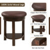 4 Piece Bar Table Set with3 PU Upholstered Bar Stools, Breakfast Table with 3 Padded Stools Solid Wood Counter Height Dining Table Set for Living Room, Dining Room - Image 16