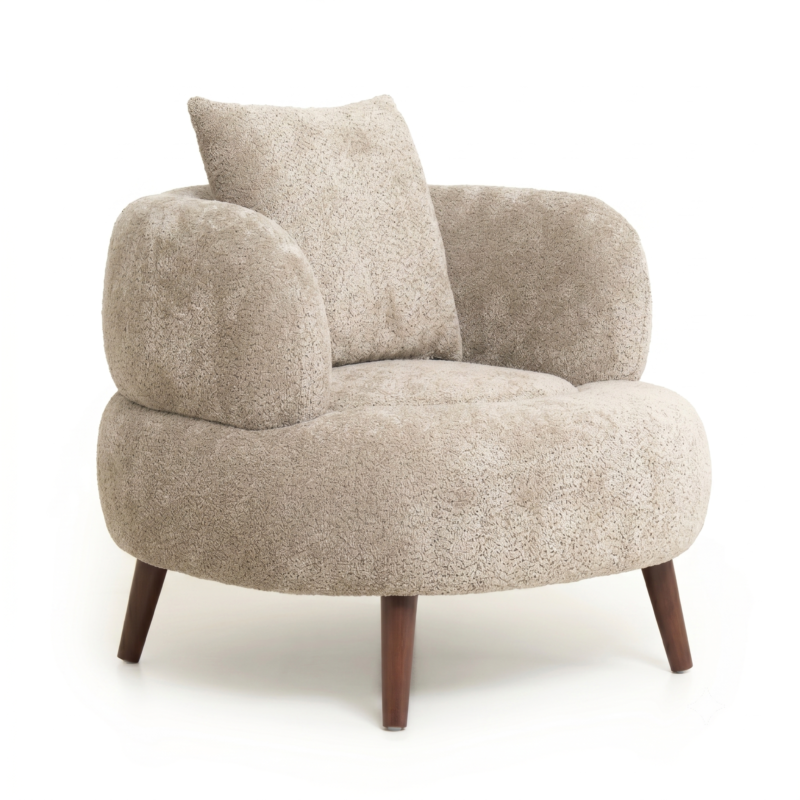 Nordic Style Lazy-Style clubchair 36 Inches Chenille Fabric Bucket Chair Decorative chair Soft Cushion with pillow with ottoman for Living Room Study and Relaxation Room - Image 5