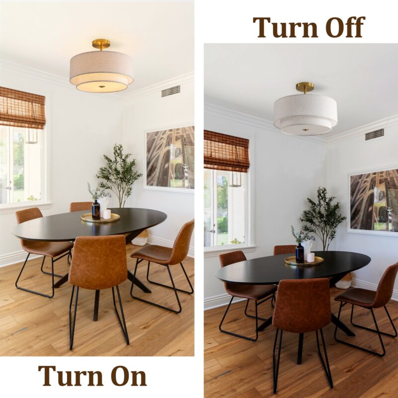 15" Modern Ceiling Light, Fabric Upholstered, Flush-Mount Fixture for Living Room, Bedroom or Dining Room, Stylish Energy-Saving Design, Easy Installation (Bulb Not Included) - Image 4