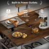 K&K 53.7" Farmhouse Kitchen Island with Power Outlet, 2 Sliding Barn Door Kitchen Storage Island with Drop Leaf, Spice Rack Rolling Kitchen Cart on Wheels, for Home, Kitchen and Dining Room - Image 10
