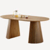 Solid wood stretching dining table + brown wicker dining chairs 2-piece set - farmhouse style farm chairs - Image 12