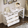 Vanity Desk with Mirror and Lights, Makeup Vanity Table with Flip-Top Tabletop and Storage 7 Drawers, 9 Compartments, 3 Shelves, 3 Color Modes Adjustable Makeup Table for Bedroom - Image 10