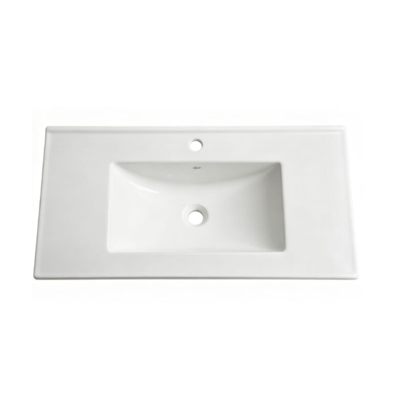 36" Ceramic Basin Sink, 0.8" Ultra-Thin Profile, Single Faucet Hole, Sink Only, Cabinet Not Included, Compatible With Drawer Bathroom Vanity Cabinets, White - Image 3