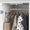 2 Door Wood Wardrobe for Bedroom with Hanging Clothing Rod inside the Cabinet and 2 Drawers for Storage Organization, Built-in induction light Multifunctional Closet with Mirror - Image 5
