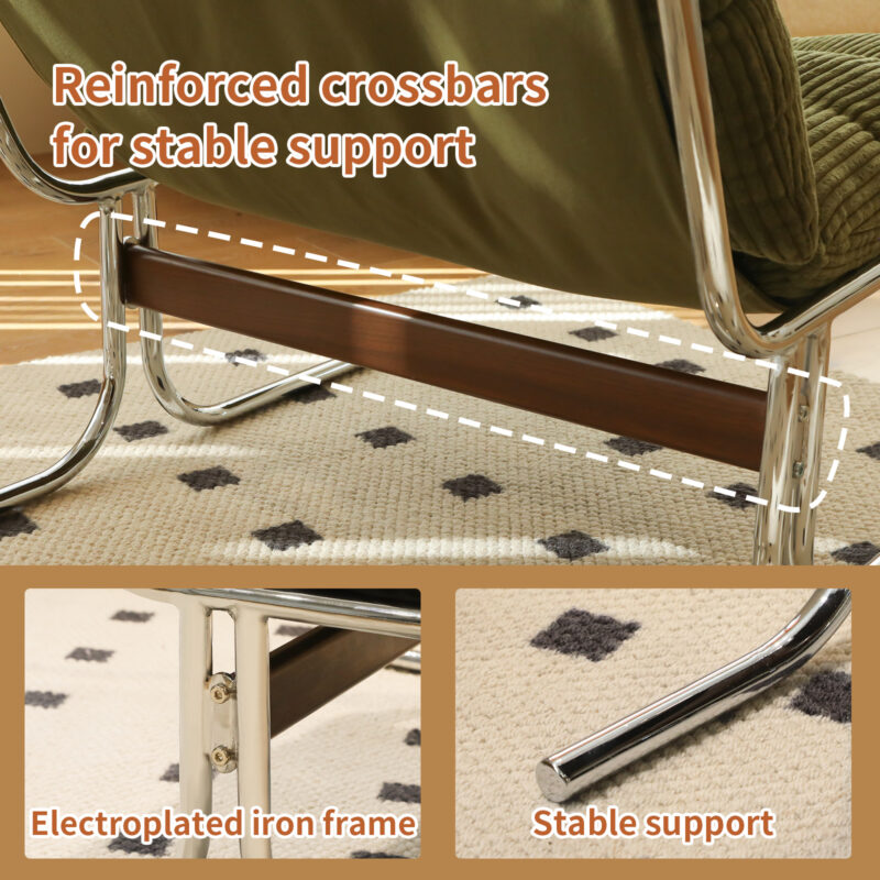 Modern Accent Chair, Comfy Living Room Chair with Metal Chrom Frame, Upholstered Soft Cushion Sofa Chairs for Home Office,Bedroom,Dining Room - Image 18