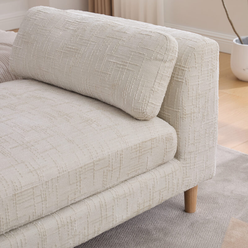 83.1"Wide Modern Upholstered End of Bed Bench with Armrests, Chenille Chaise Lounge Couch with 2 Bolster Pillows, Daybed with Rubberwood Legs For Living Room,Bedroom,Apartment,Guestroom - Image 10