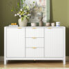 U_STYLE Sideboard with Wave Design - 3 Adjustable Shelves, 3 Drawers & Soft-Close Doors, Storage Console Table with Metal Handles, Suitable for Study, Hallway and Living Room - Image 9