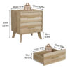 Walnut-colored double drawer bedside table, medieval-style modern bedroom bedside storage cabinet, bedside table with metal handles - Image 12