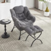 Lazy Chair with Ottoman, Modern Lounge Accent Chair with Armrests and a Side Pocket, Leisure Upholstered Sofa Chair Reading Chair with Footrest for Small Space, Corner Chair