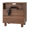 26" Tall Modern Nightstand with Charging Station, 23.75'' Wide Wood Bedside Table w/2 Storage Drawers, Large Mid Century End Table for Bedroom, Living Room, Curve mirror Design - Image 7